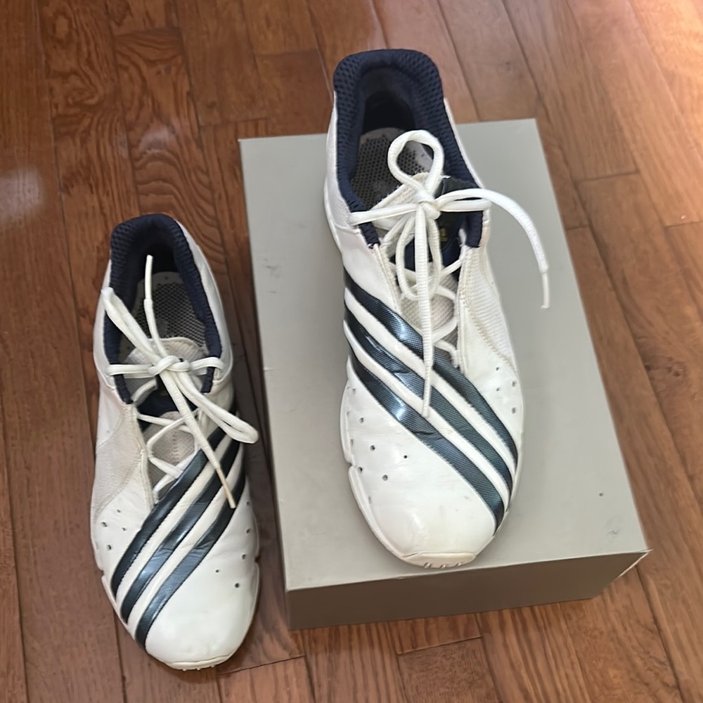 Adidas White and Blue Sneakers Classic Design